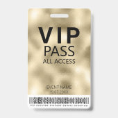 Aangepast VIP All Access Gold Folie Badge | Barcod (Voorzijde)