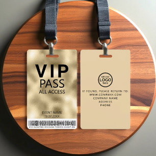 Aangepast VIP All Access Gold Folie Badge Barcod