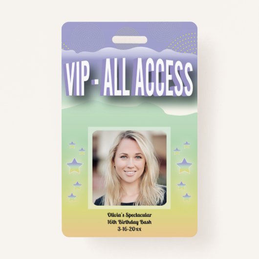 Aangepast VIP Alle Toegang Zweet Zestien Badge (Voorkant)