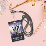 Aangepast VIP Alle toegangsbiet Mitzvah Badge<br><div class="desc">Creëer een sfeer van Hollywood glam op je bat mitzvah feestje met deze gepersonaliseerde VIP-passen. De badge kenmerkt een achtergrond van concertbezoekers en lichten in zwart en paars met witte tekstbekledingen. Personaliseer met de naam van de gast van eer onder en de gebeurtenisdatum op de rug. De badges kunnen ook...</div>