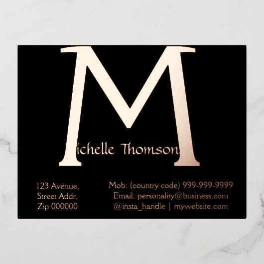 Aangepast Visitekaartje | Big Bold Name Folie Feestdagen Briefkaart (Voorkant)