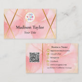 Aangepast Visitekaartje in Roze Goud Moderne QR-co (Voorkant / Achterkant)