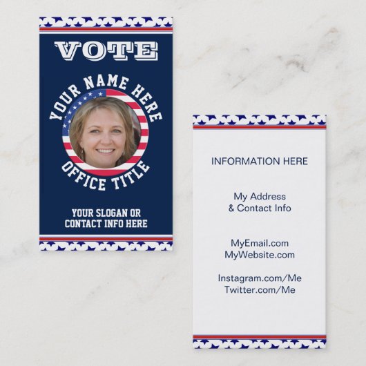 Aangepast Visitekaartje Sjabloon politieke campagn (Voorkant / Achterkant)