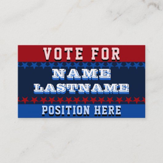 Aangepast Visitekaartje Sjabloon politieke campagn (Voorkant)