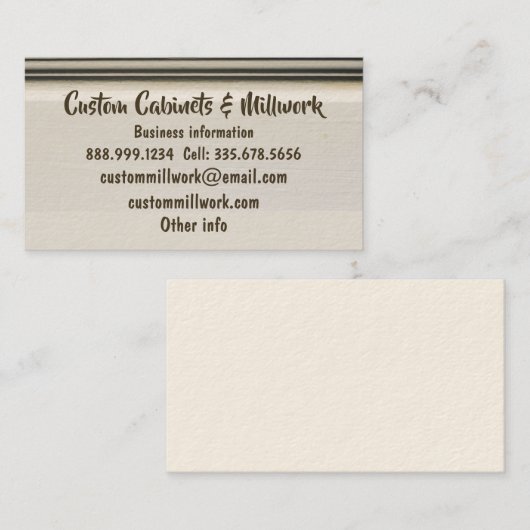 Aangepast Visitekaartje voor aangepaste kasten en (Voorkant / Achterkant)