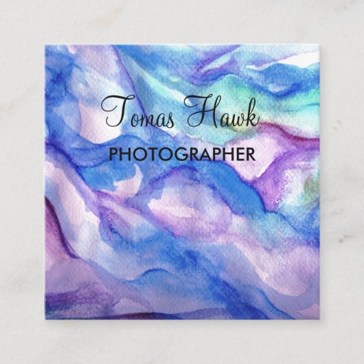 Aangepast Visitekaartje voor artistiek blauw vierk (Voorkant)