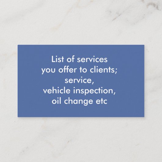 Aangepast Visitekaartje voor auto (Achterkant)