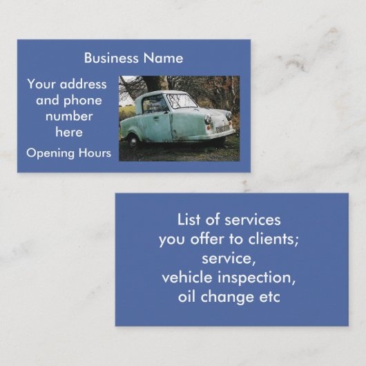 Aangepast Visitekaartje voor auto (Voorkant / Achterkant)