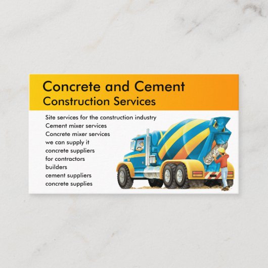 Aangepast Visitekaartje voor concrete en cementmix (Voorkant)