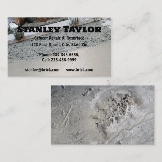 Aangepast Visitekaartje voor concrete en cementopl (Voorkant / Achterkant)