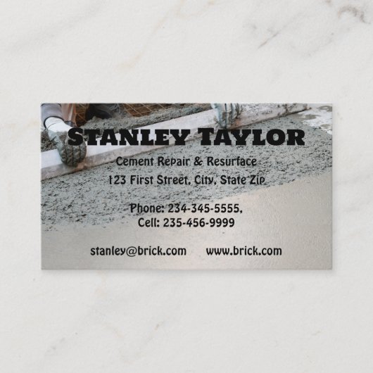 Aangepast Visitekaartje voor concrete en cementopl (Voorkant)