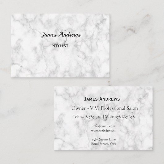 Aangepast Visitekaartje voor Elegant Script Marble (Voorkant / Achterkant)