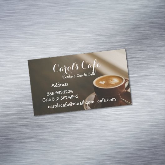 Aangepast Visitekaartje voor koffiehuis met koffie Magnetisch Visitekaartje (Voorbeeld)