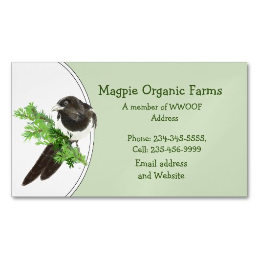 Aangepast Visitekaartje voor Magpie Organic Boerde Magnetisch Visitekaartje (Voorkant)