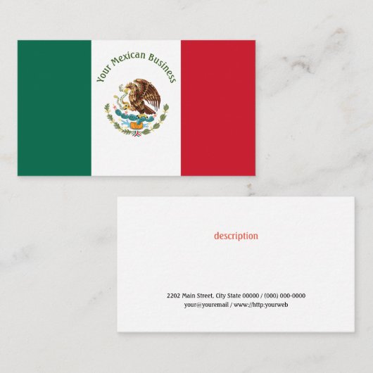 Aangepast Visitekaartje voor Mexicaanse vlag (Voorkant / Achterkant)