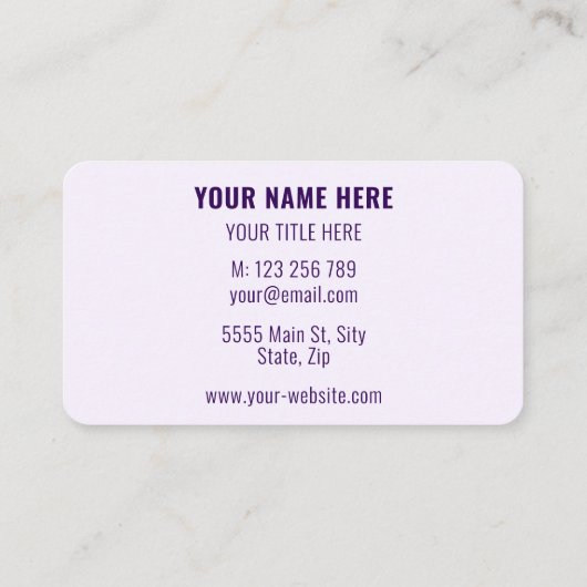 Aangepast Visitekaartje voor uw kleuren en lettert (Achterkant)