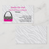 Aangepast Visitekaartje Zebra Print Handbag (Voorkant / Achterkant)