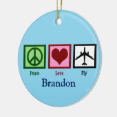 Aangepast vliegtuig voor Vredesliefhebber Blauwe P Keramisch Ornament (Links)