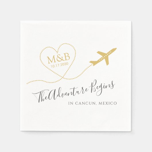 Aangepast vliegtuig Vrijgezellenfeest bestemming Servet (Voorkant)