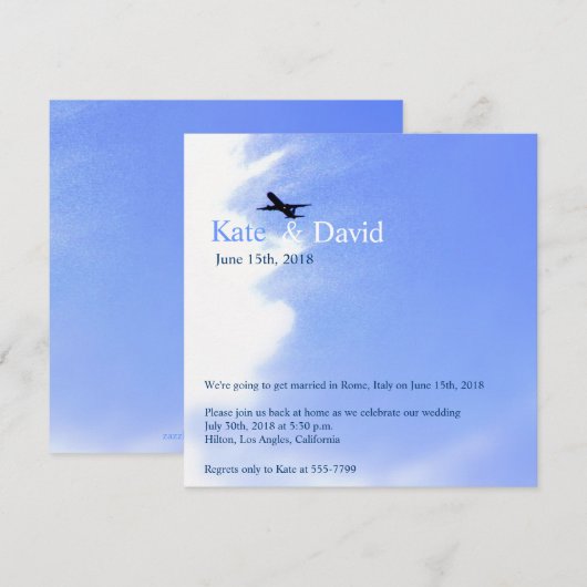 Aangepast vliegveld Sky Destination Wedding Kaart (Voorkant / Achterkant)