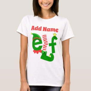 Aangepast voeg de naam Elf Kerstmis toe T-shirt