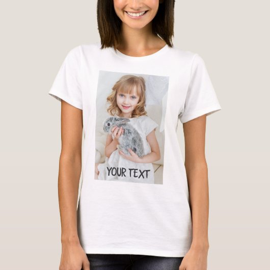 Aangepast. Voeg Foto en Tekst toe. Gepersonaliseer T-shirt (Voorkant)