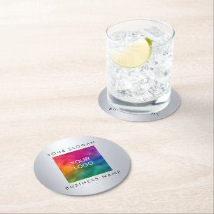 Aangepast voeg hier Logo toe elegante Silver Watch Ronde Kartonnen Onderzetter