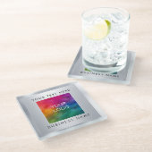 Aangepast Voeg hier Logo toe Silver Search Sjabloo Glazen Onderzetter (Schuin)