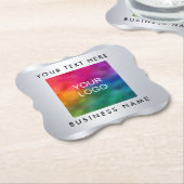 Aangepast voeg hier Logo toe voor een Faux Silver Kartonnen Onderzetters (Gekanteld)