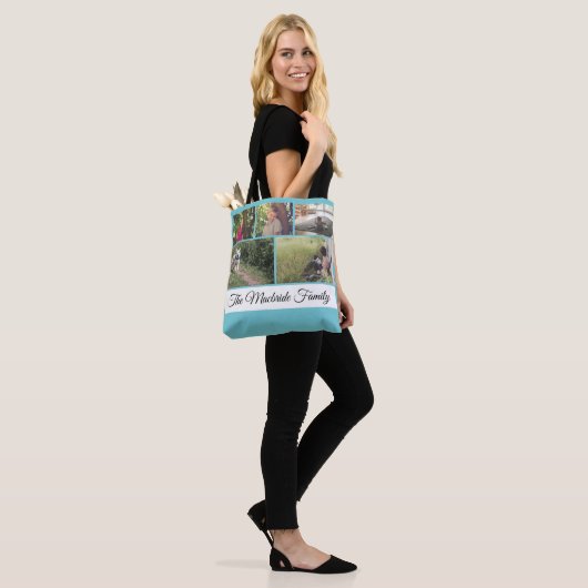 Aangepast Voeg je eigen foto-Collage en familienaa Tote Bag (Op model)