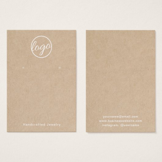 Aangepast Voeg je Logo Rustic Earring Holder Kaart (Voorkant /achterkant)