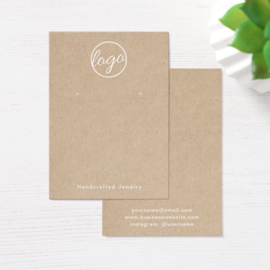 Aangepast Voeg je Logo Rustic Earring Holder Kaart (Bureau)