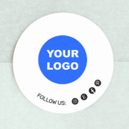 Aangepast Voeg je Logo toe Gewoon wit Social Media Ronde Sticker