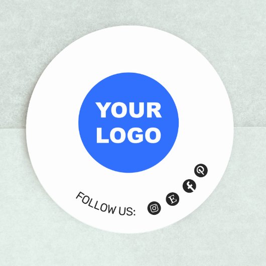 Aangepast Voeg je Logo toe Gewoon wit Social Media Ronde Sticker