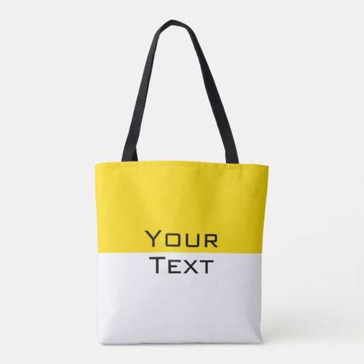 Aangepast Voeg Jouw tekst Geel Witte Schouder toe Tote Bag (Achterkant)