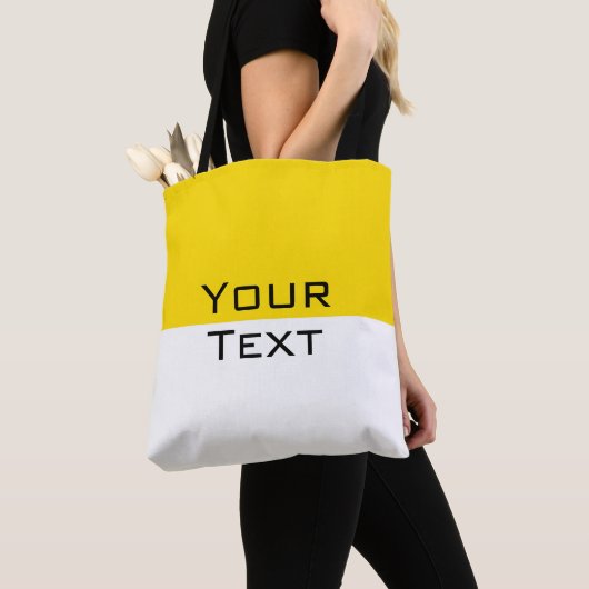 Aangepast Voeg Jouw tekst Geel Witte Schouder toe Tote Bag (Dichtbij)