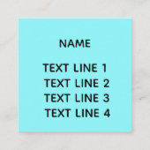 Aangepast, voeg Logo, Cyaan Blue toe. Vierkante Visitekaartje (Achterkant)