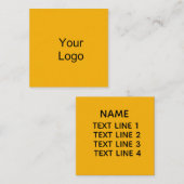 Aangepast, voeg Logo toe, Warm Geel. Vierkante Visitekaartje (Voorkant / Achterkant)