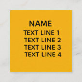Aangepast, voeg Logo toe, Warm Geel. Vierkante Visitekaartje (Achterkant)