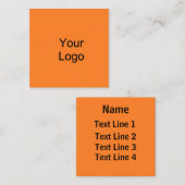 Aangepast, voeg Logo toe, Zonnig Sinaasappel. Vierkante Visitekaartje (Voorkant / Achterkant)