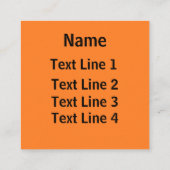 Aangepast, voeg Logo toe, Zonnig Sinaasappel. Vierkante Visitekaartje (Achterkant)