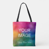 Aangepast Voeg uw eigen foto tekst Sjabloon Tote Bag (Achterkant)