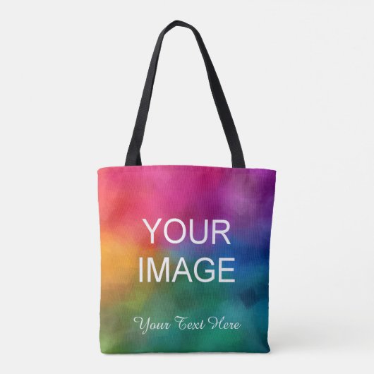 Aangepast Voeg uw eigen foto tekst Sjabloon Tote Bag (Achterkant)