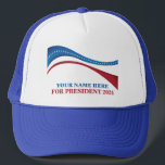 Aangepast Voeg uw eigen kandidaat toe voor Preside Trucker Pet<br><div class="desc">Pas je eigen politieke campagnevlag aan door je eigen naam of een andere politicus toe te voegen onder deze pet in rood,  wit en blauw. Voeg een aangepaste naam toe voor president in 2024.</div>