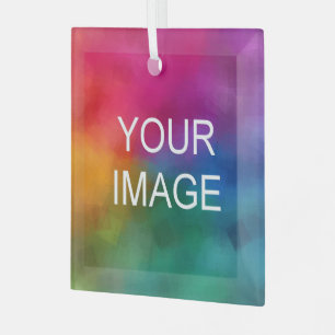 Aangepast Voeg Uw Foto of Logo toe aan Vierkant Glas Ornament