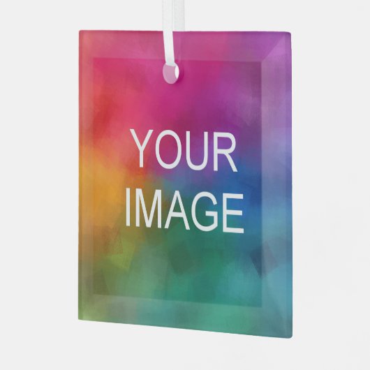 Aangepast Voeg Uw Foto of Logo toe aan Vierkant Glas Ornament (Voorkant links)
