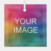 Aangepast Voeg Uw Foto of Logo toe aan Vierkant Glas Ornament (Voorkant)