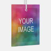 Aangepast Voeg Uw Foto of Logo toe aan Vierkant Glas Ornament (Voorkant Rechts)