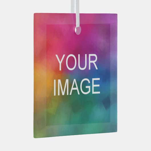 Aangepast Voeg Uw Foto of Logo toe aan Vierkant Glas Ornament (Voorkant Rechts)