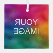 Aangepast Voeg Uw Foto of Logo toe aan Vierkant Glas Ornament (Achterkant)